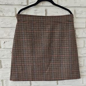 J. Crew Factory Wool-blend mini skirt in houndstooth